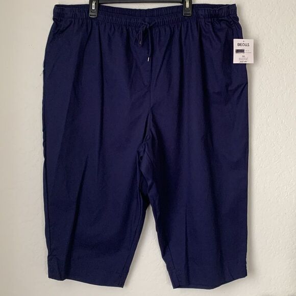 NWT Coral Bay Navy Blue Capri Pants Pockets Elastic Waist Drawstring Size 3X - Picture 1 of 9